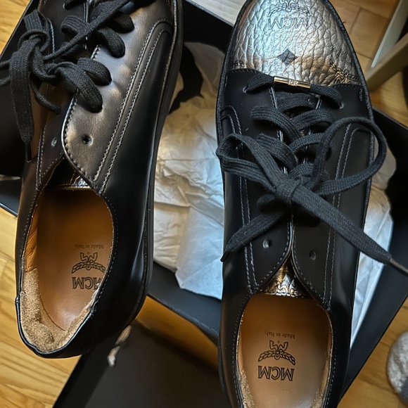 MCM MEN - Visetos Monogram Leather Sneakers - Black/Silver Toe - MEN 10US (43EU) main image 7